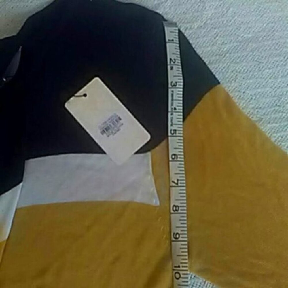 Cherie Bliss Colour Block Gold White Black Open Cardigan Women's One Size NWT - Picture 8 of 13